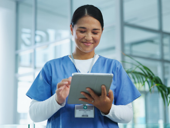 Nurse using tablet