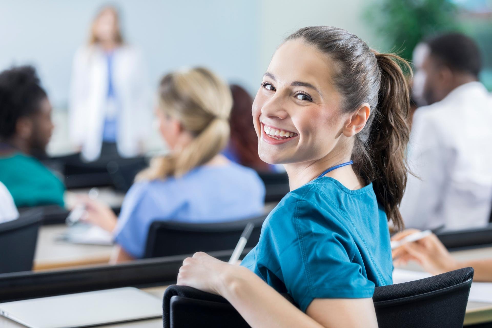 A female nurse smiling | Prolink Staffing