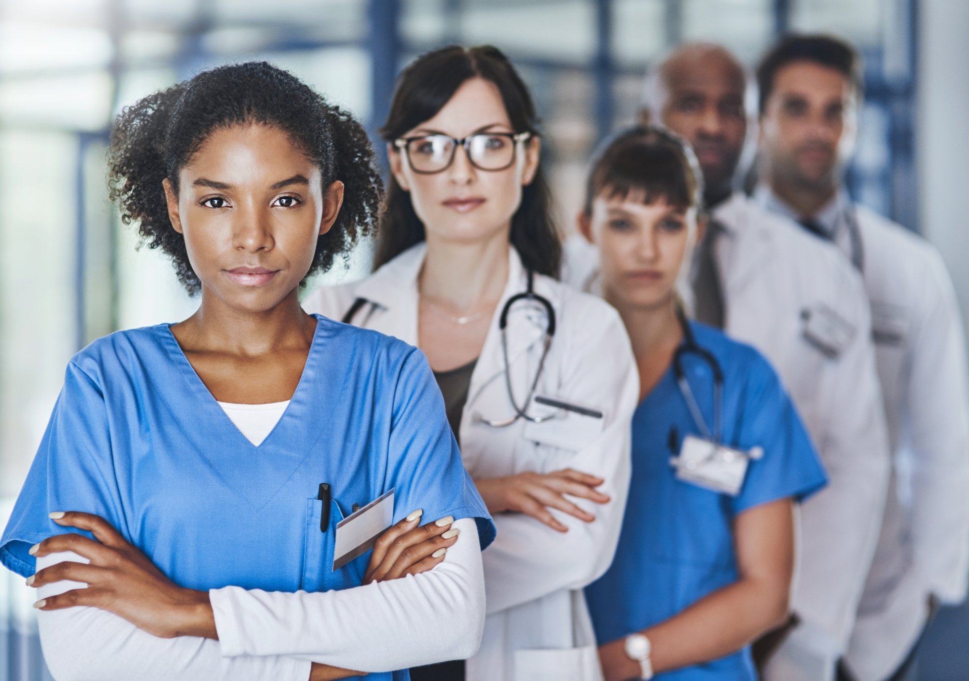 Determined and diverse group of healthcare workers