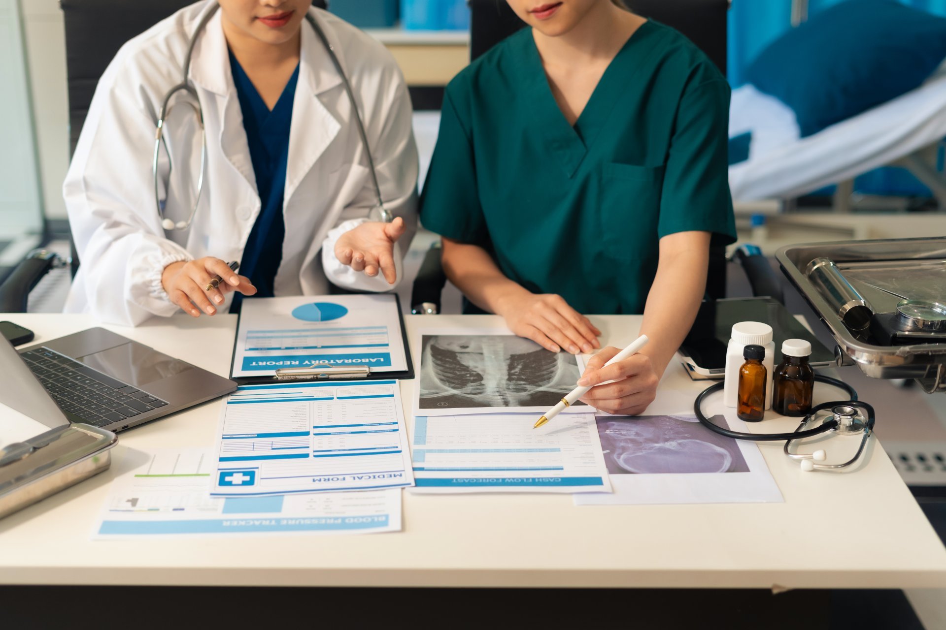 A team of medical professionals performing research