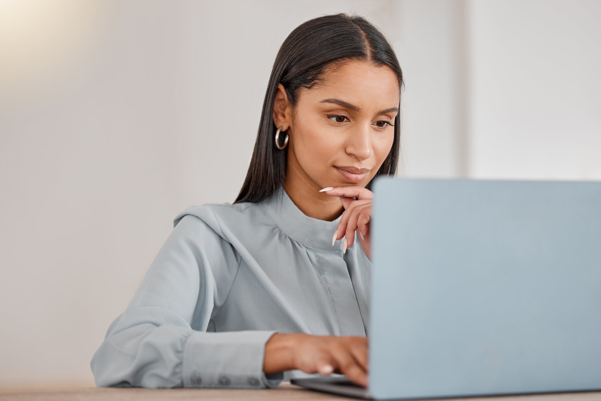 Woman working on laptop