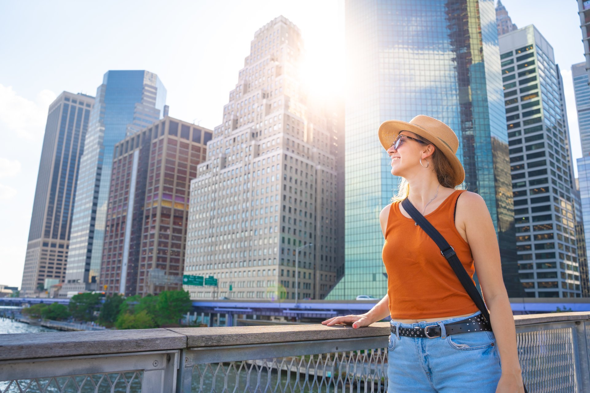 A young woman exploring a new city.