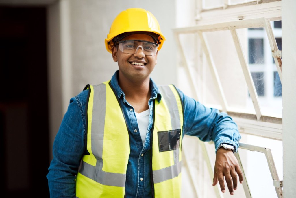 Man wearing protective gear on the job site